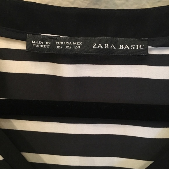 ZARA BASIC Black/White Stripe Top Size Xsmall - Picture 3 of 5